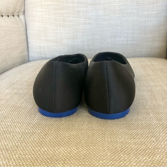 ASOS Flat Satin Pointed Toe Shoes With Electric Blue Boarder Around Sole. - Picture 4 of 10